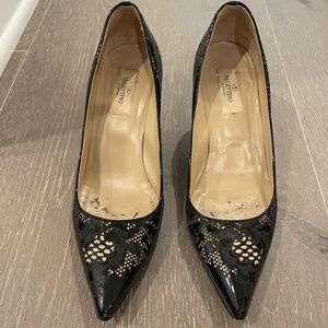 Valentino Patent Lace Pumps